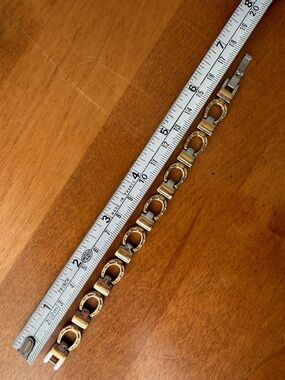 Sabona of London magnetic horseshoe bracelet w/ stainless steel & 18K GP accents